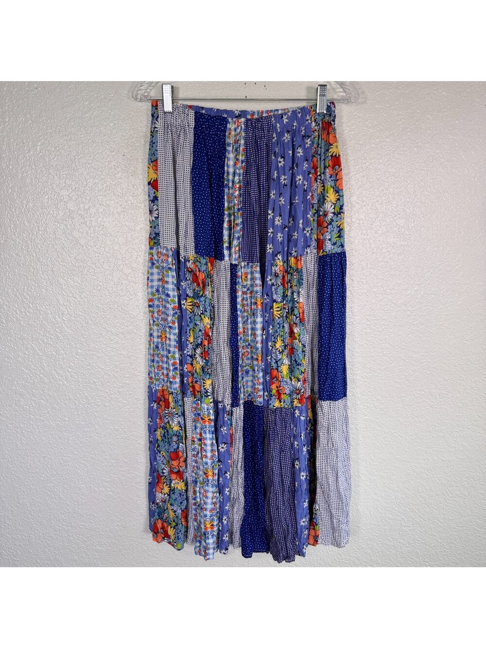 Vintage Lucia Lukken Broomskirt Skirt Womens Medium Mix Patchwork Floral Boho M